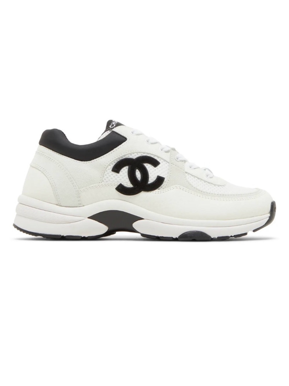 Chanel White & Black Logo Runner Sneakers